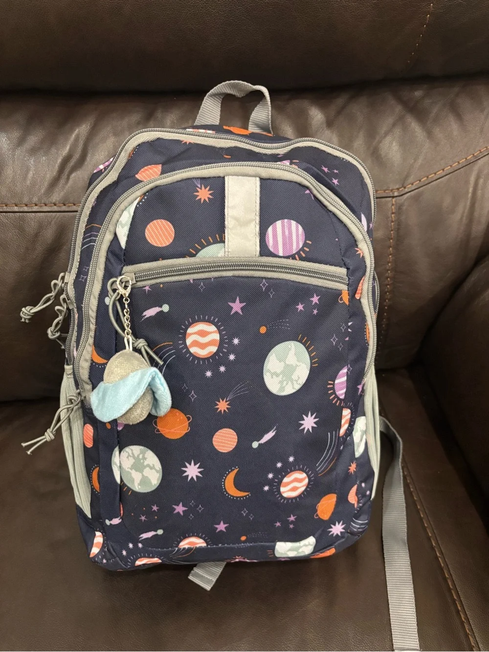 New without tags Cat & Jack Navy Space-Print Kids Backpack with Planet Charm
